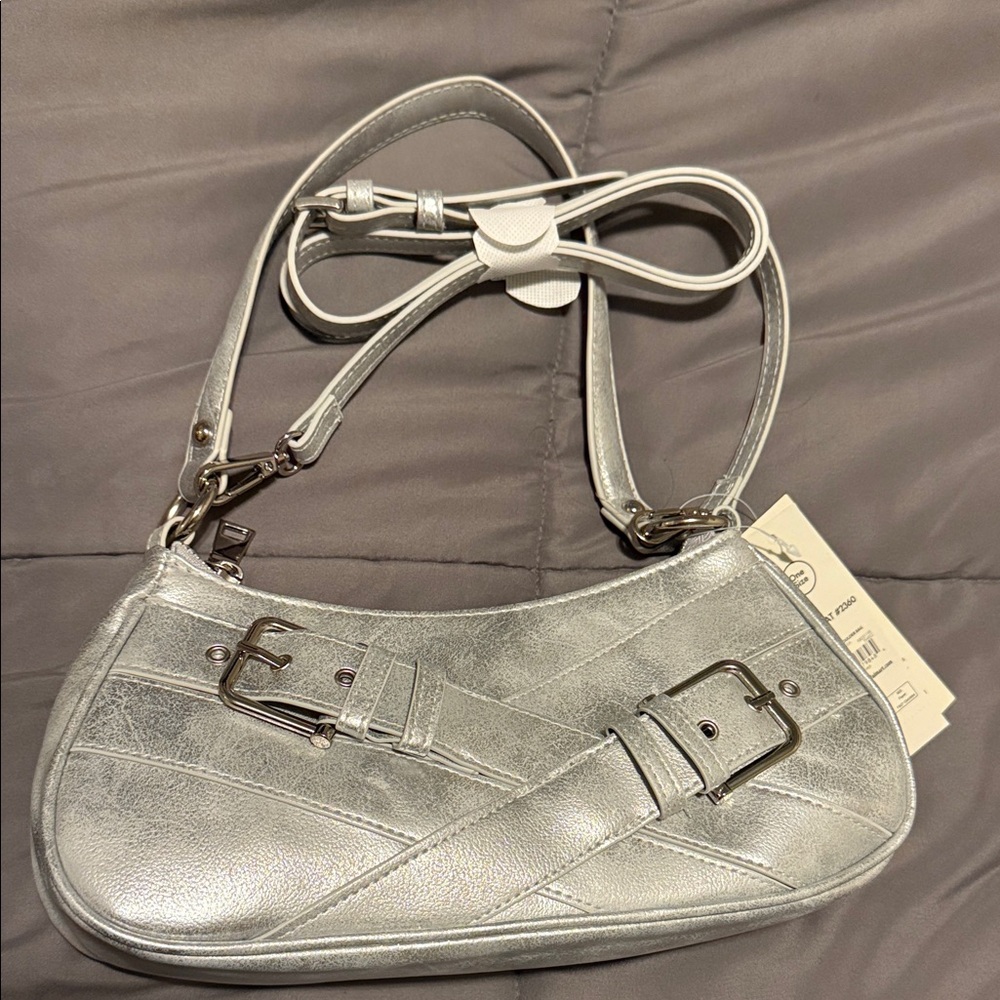 No Boundaries Metallic Silver Shoulder Bag